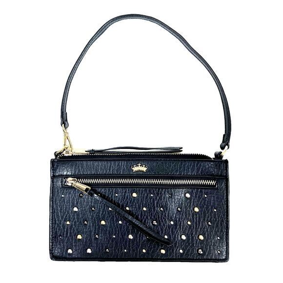 Juicy Couture Los Angeles Black Leather Studded Small Shoulder Bag Y2K‎ - Picture 1 of 11